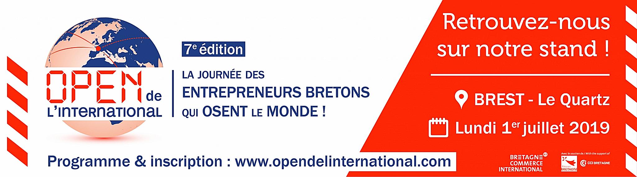 Bannière de l'Open de l'international contenant la date et le lieu de l'événement